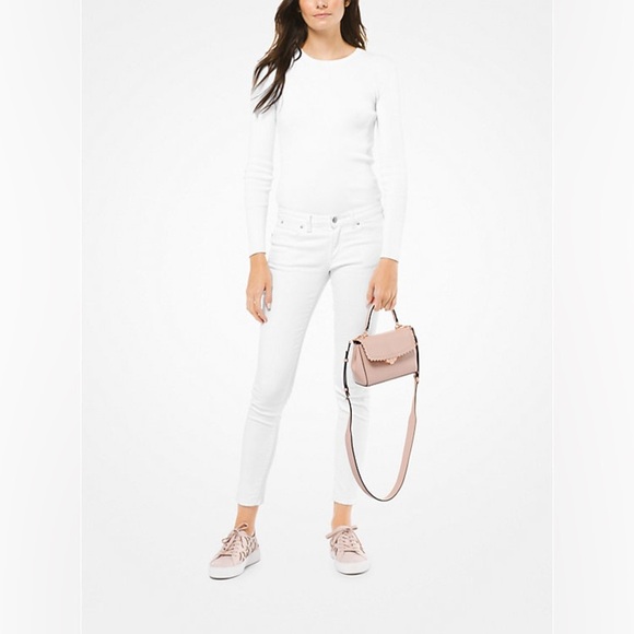 NWOT MICHAEL Michael Kors Ava Extra-Small Scalloped Leather Crossbody Bag - Picture 12 of 13